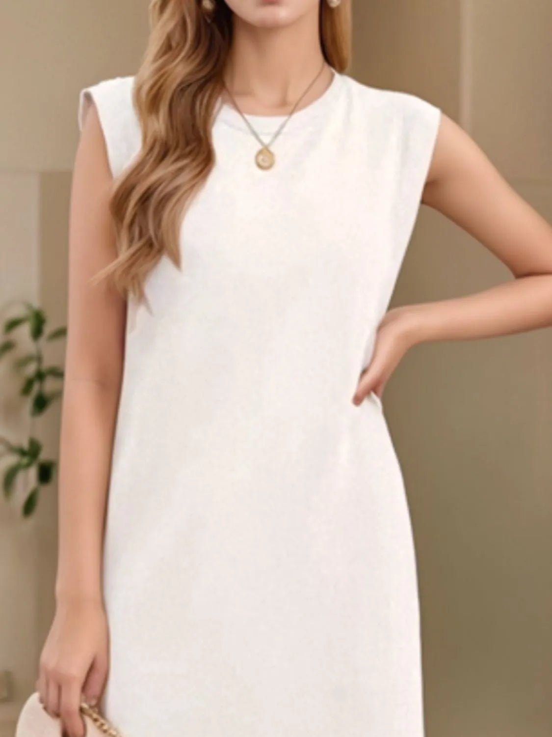 Crowned Energy CO. Black / S Trendsi Dresses Full Size Slit Round Neck Sleeveless Maxi Tank Dress Plus Size
