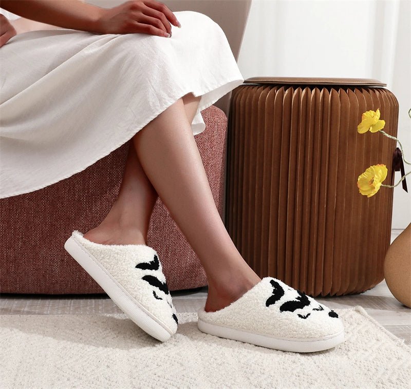 Funny Bat Slipper Halloween Pumpkin Flat Indoor House Shoes - Goddess Vibes