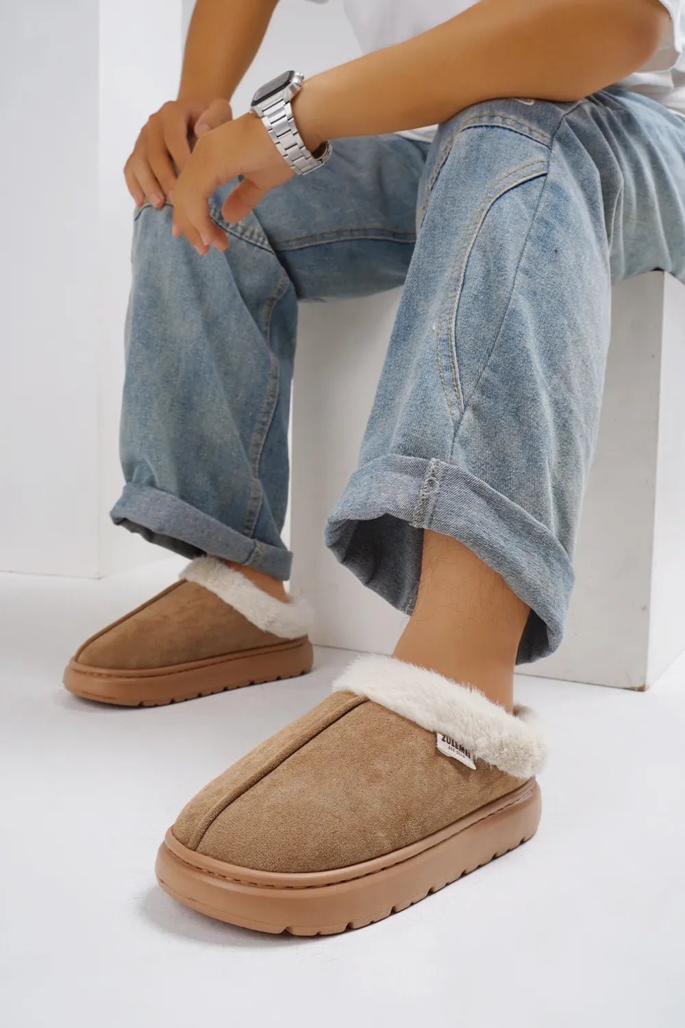 Furry Round Toe Platform Slippers - Goddess Vibes