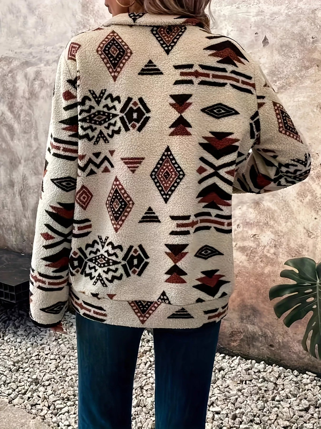 Geometric Half Zip Long Sleeve Sweatshirt - Crowned Energy CO.