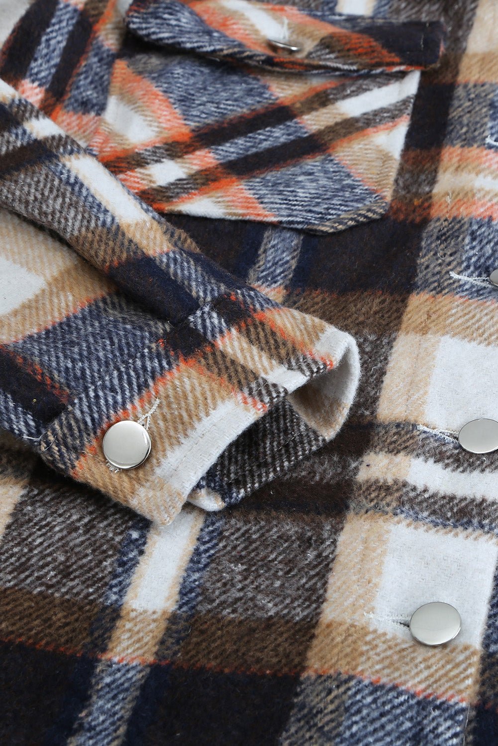 Crowned Energy CO. Blue / S / 100%Polyester Dear-Lover Dropshipping Outerwear/Plaid Shackets Geometric Plaid Print Pocketed Shacket