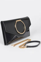 Goddess Luxe Enamel Clutch – Faux Leather with Sleek Metal Handle - Goddess Vibes