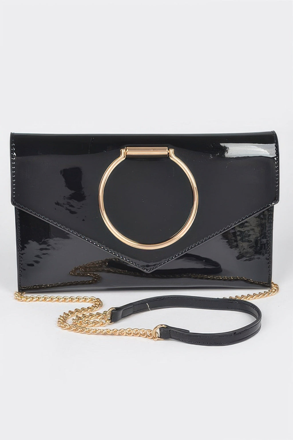 Goddess Luxe Enamel Clutch – Faux Leather with Sleek Metal Handle - Goddess Vibes