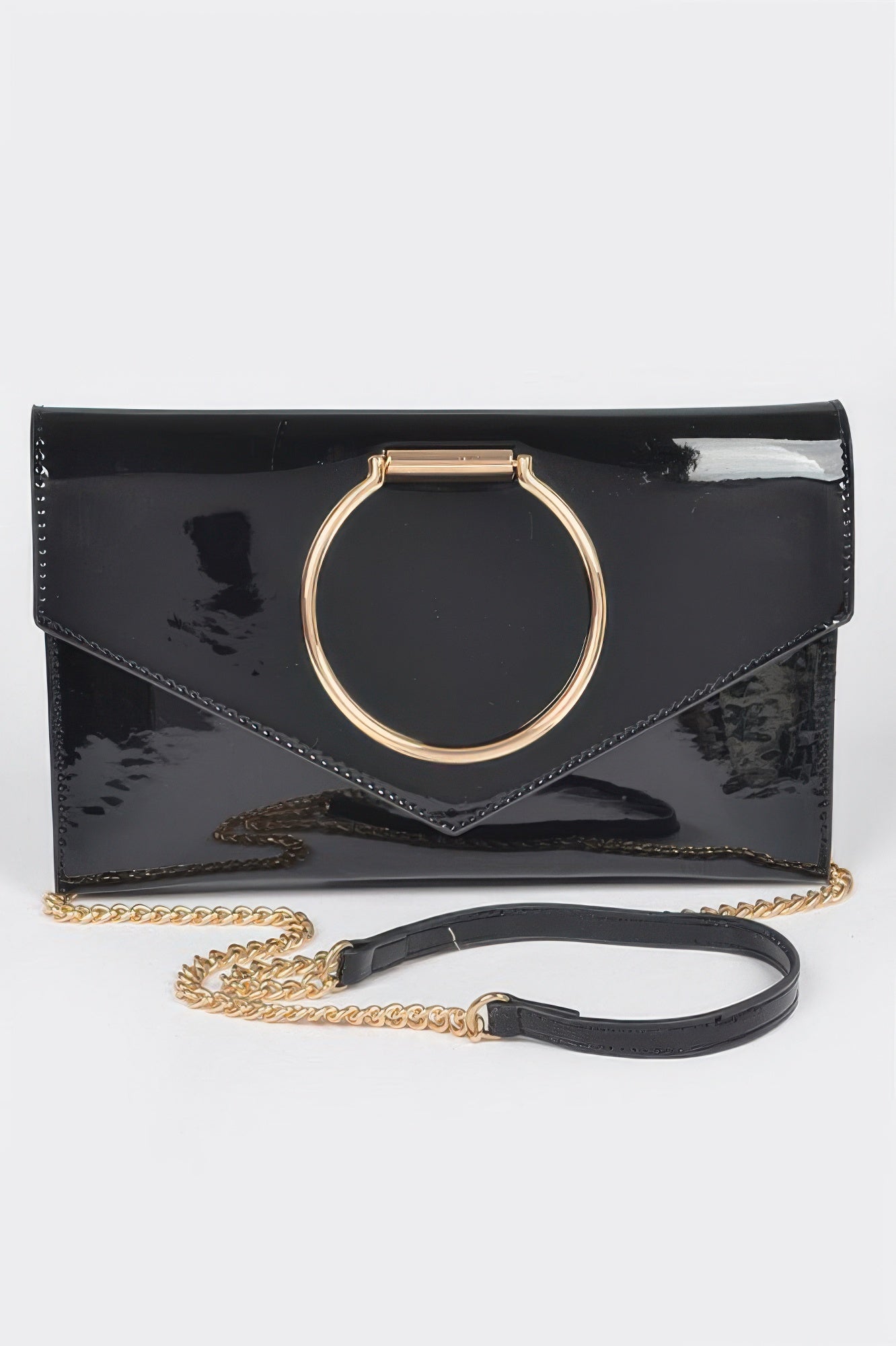 Goddess Luxe Enamel Clutch – Faux Leather with Sleek Metal Handle - Goddess Vibes