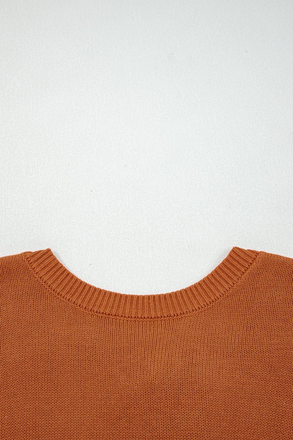 Gold Flame Solid Color Ribbed Trim Drop Shoulder Sweater - Crowned Energy CO.