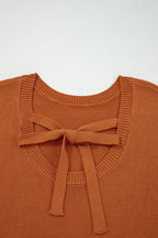 Gold Flame Solid Color Ribbed Trim Drop Shoulder Sweater - Crowned Energy CO.
