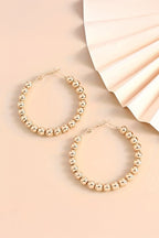 Gold Plated Beads Alloy Hoop Earrings - Crowned Energy CO.