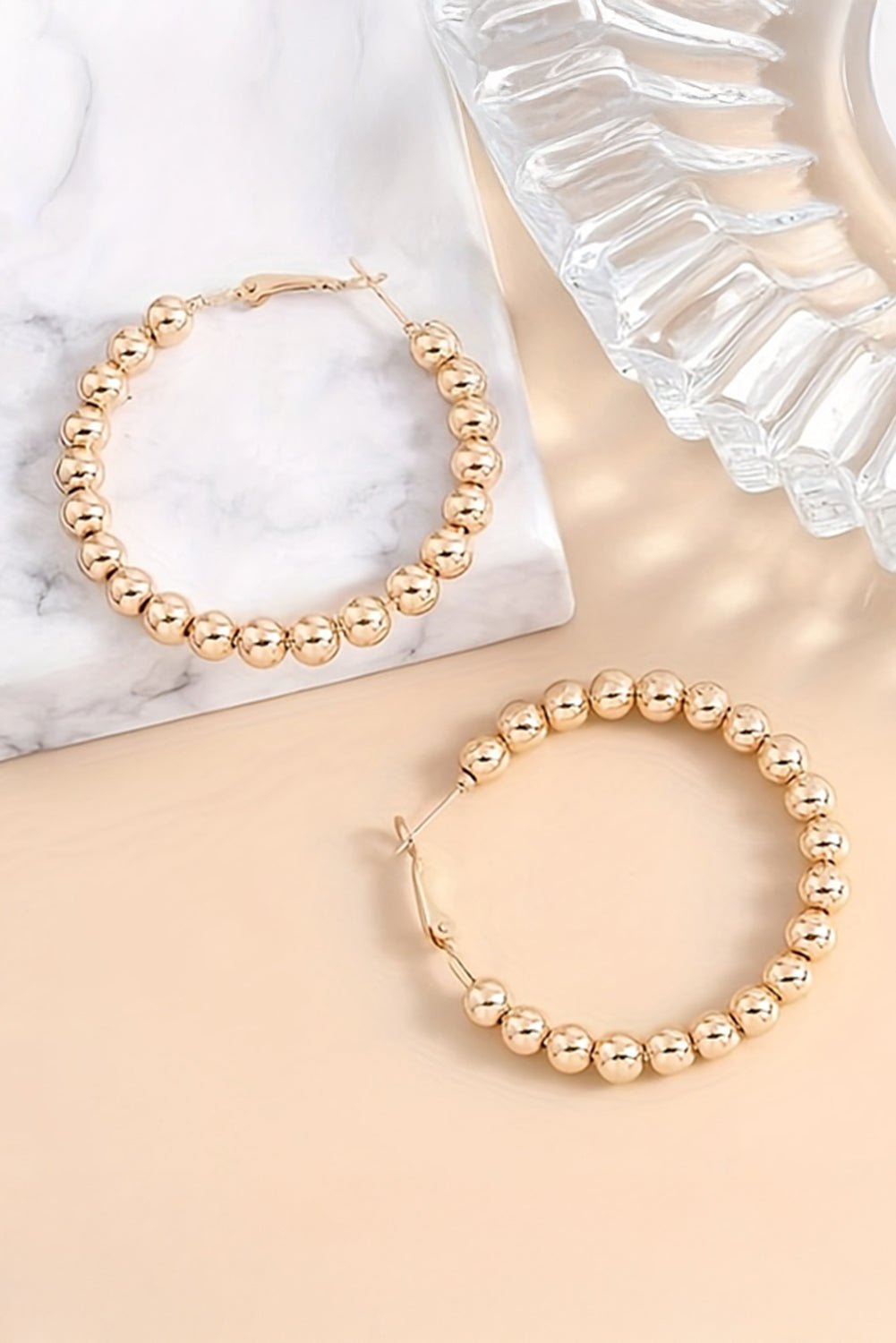 Gold Plated Beads Alloy Hoop Earrings - Crowned Energy CO.