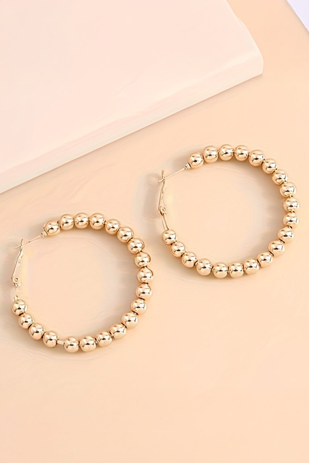 Gold Plated Beads Alloy Hoop Earrings - Crowned Energy CO.