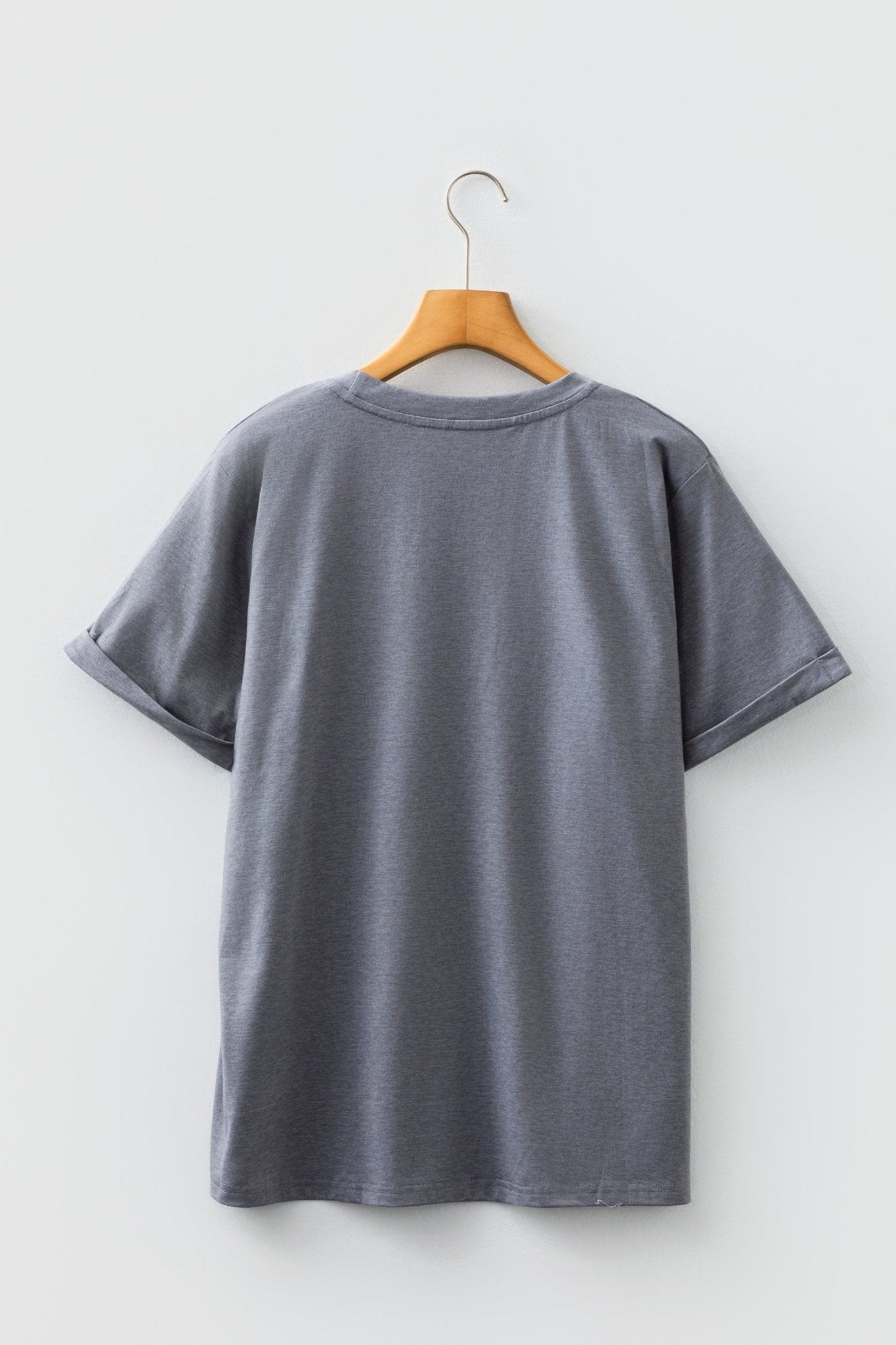 Gray Flag Pattern Sunflower Graphic Crew Neck Tee - Crowned Energy CO.