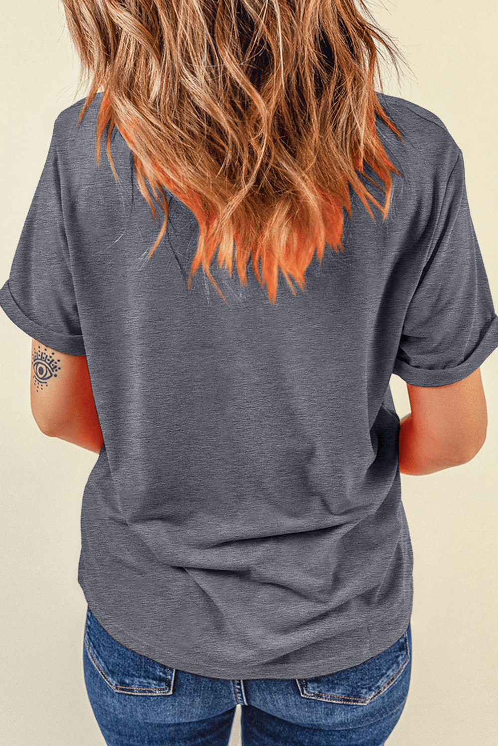 Gray Flag Pattern Sunflower Graphic Crew Neck Tee - Crowned Energy CO.
