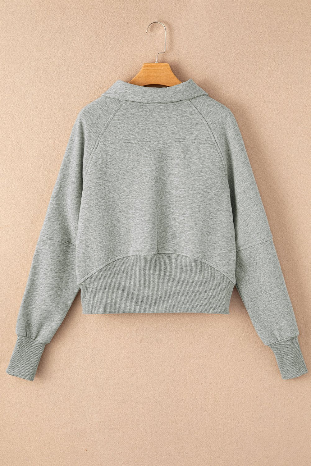 Gray Fleece Lined Zip Up Stand Collar Thumbhole Sleeve Sweatshirt - Goddess Vibes