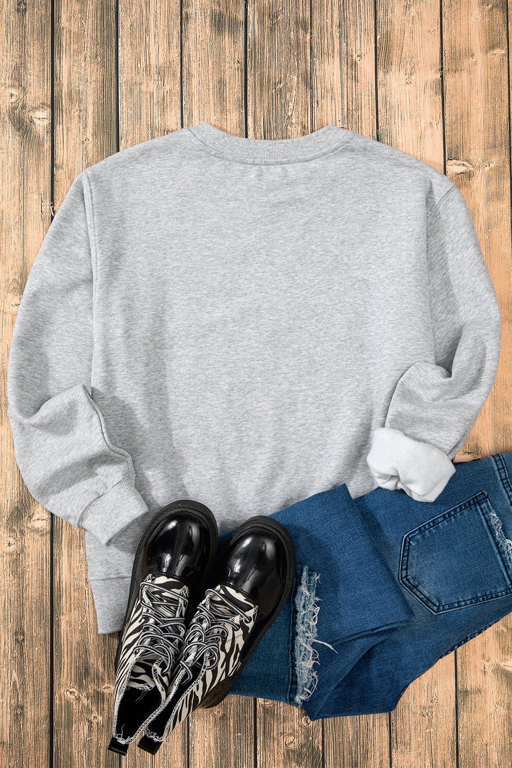 Gray Solid Fleece Lined Drop Shoulder Terry Sweatshirt - Crowned Energy CO.