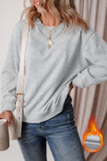 Gray Solid Fleece Lined Drop Shoulder Terry Sweatshirt - Crowned Energy CO.