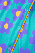 Green Flower Print Short Sleeve Shirt Pajamas Set - Goddess Vibes