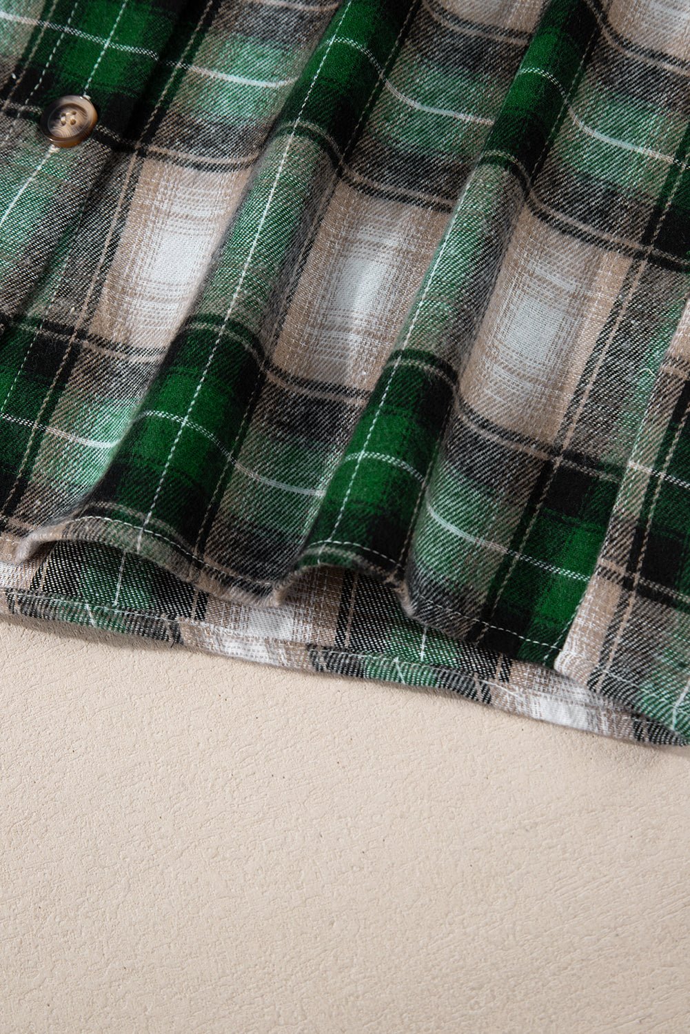 Green Plaid Print Chest Pocket Buttoned Hooded Shacket - Goddess Vibes