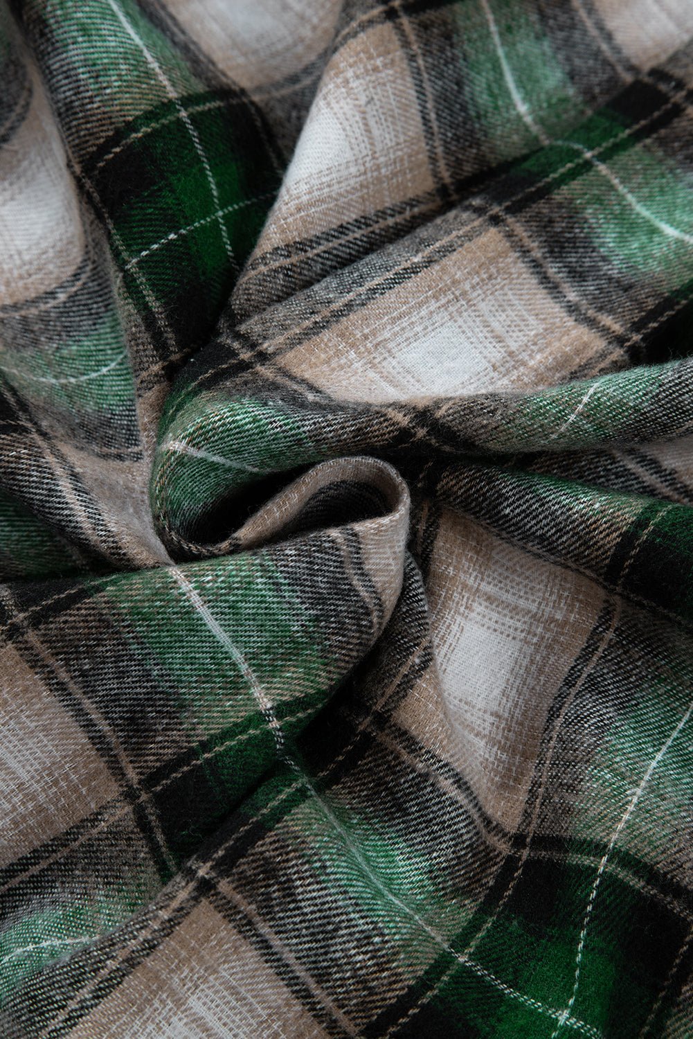 Crowned Energy CO. Green / S / 62.7%Polyester+37.3%Cotton Dear-Lover Dropshipping Outerwear/Plaid Shackets Green Plaid Print Chest Pocket Buttoned Hooded Shacket