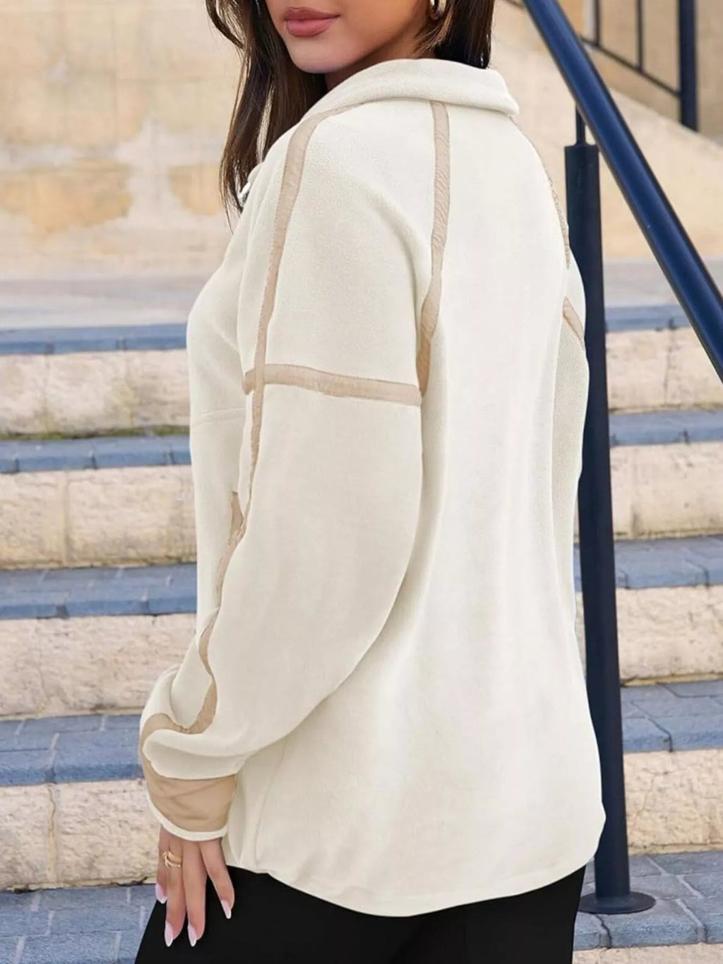 Half Zip Dropped Shoulder Sweatshirt - Crowned Energy CO.