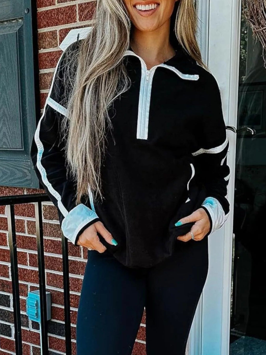 Half Zip Dropped Shoulder Sweatshirt - Crowned Energy CO.