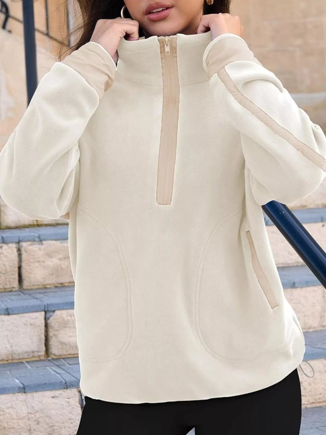 Half Zip Dropped Shoulder Sweatshirt - Crowned Energy CO.