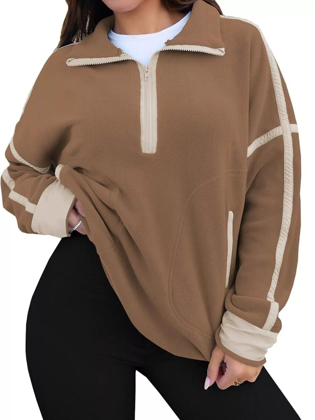 Half Zip Dropped Shoulder Sweatshirt - Crowned Energy CO.