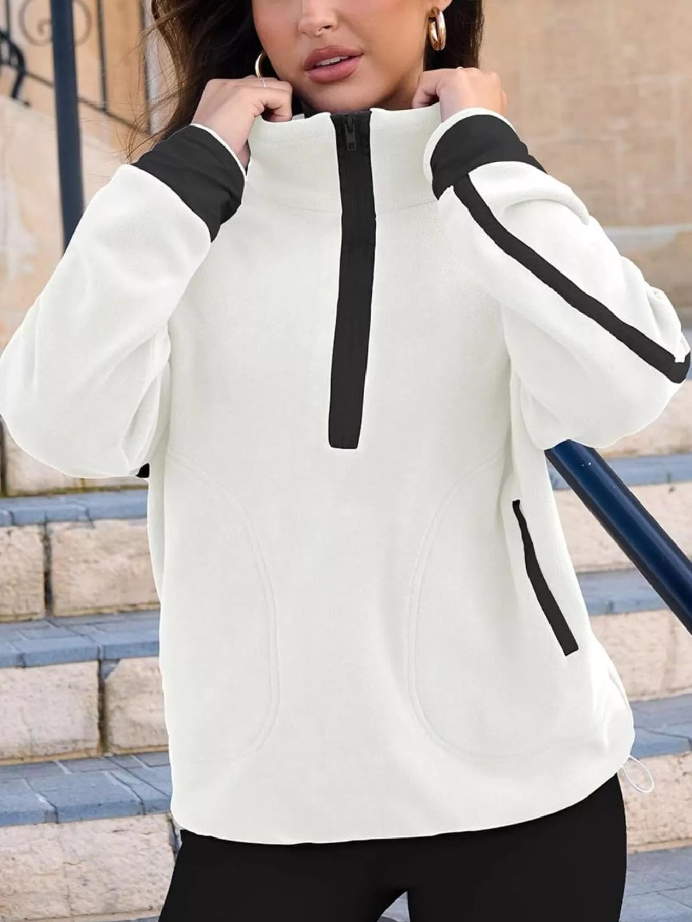 Half Zip Dropped Shoulder Sweatshirt - Crowned Energy CO.