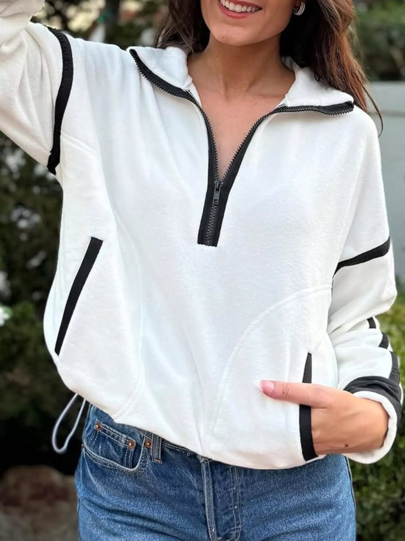 Half Zip Dropped Shoulder Sweatshirt - Crowned Energy CO.