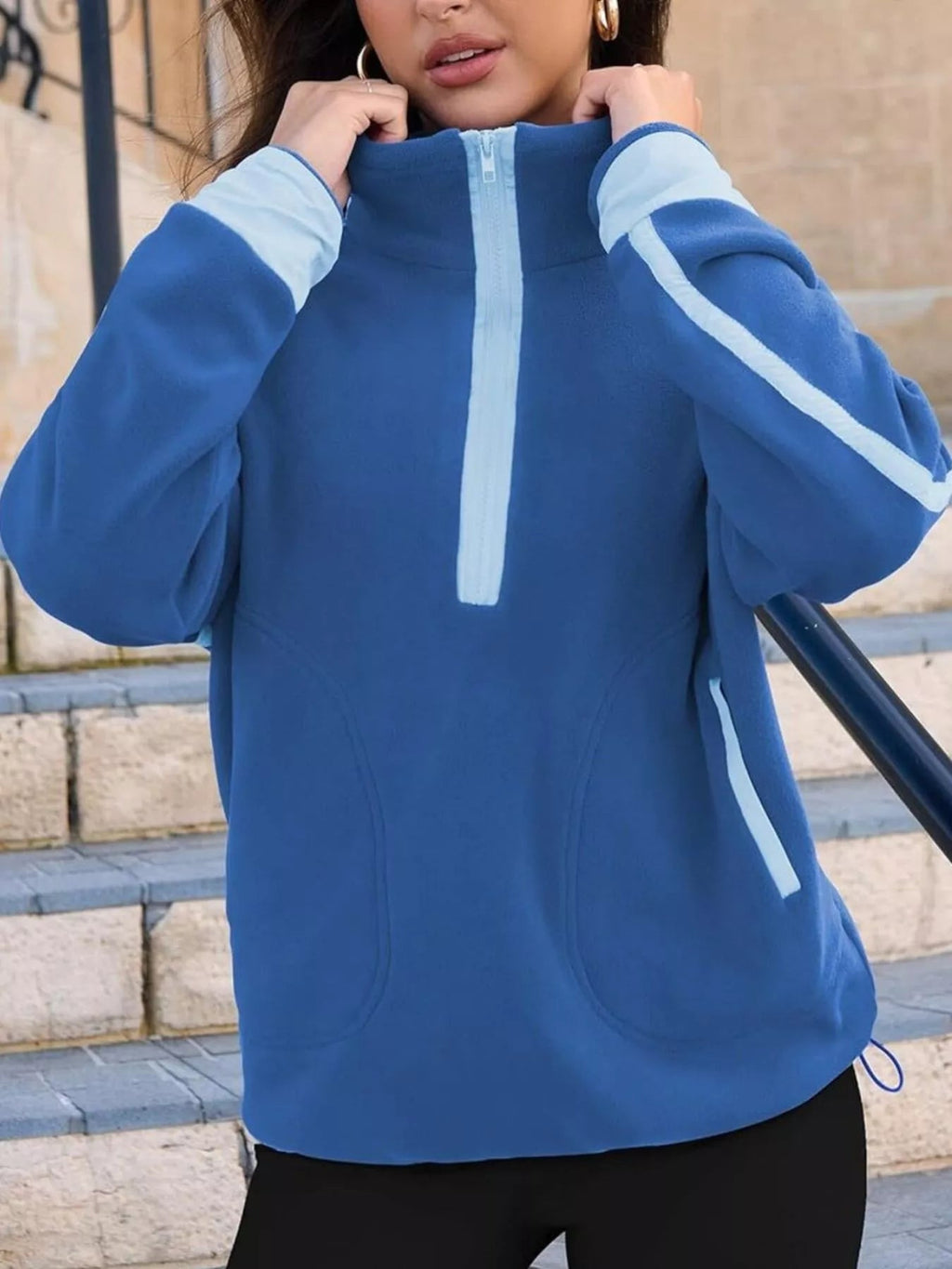 Half Zip Dropped Shoulder Sweatshirt - Crowned Energy CO.