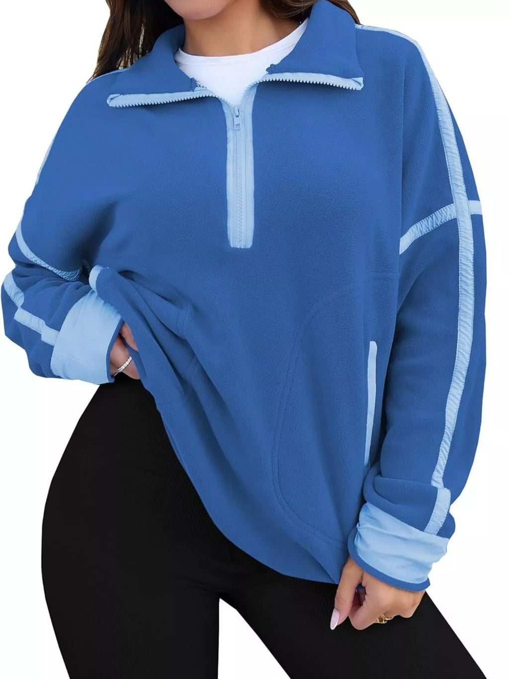 Half Zip Dropped Shoulder Sweatshirt - Crowned Energy CO.