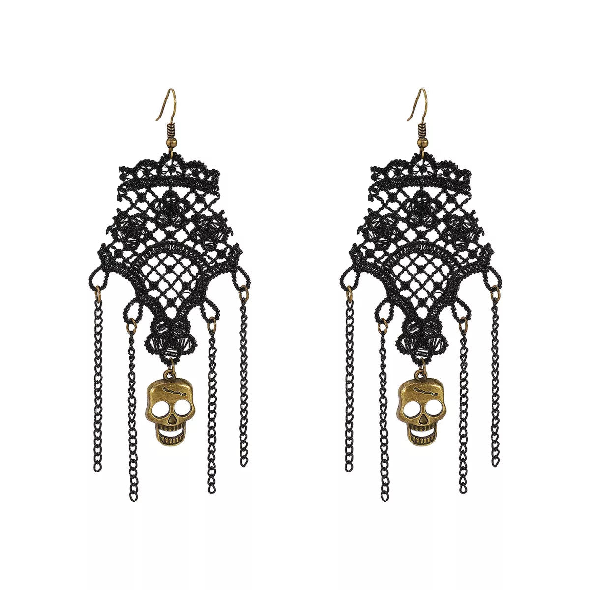 Halloween Lace Skull Necklace and Earrings Jewelry Set - Goddess Vibes