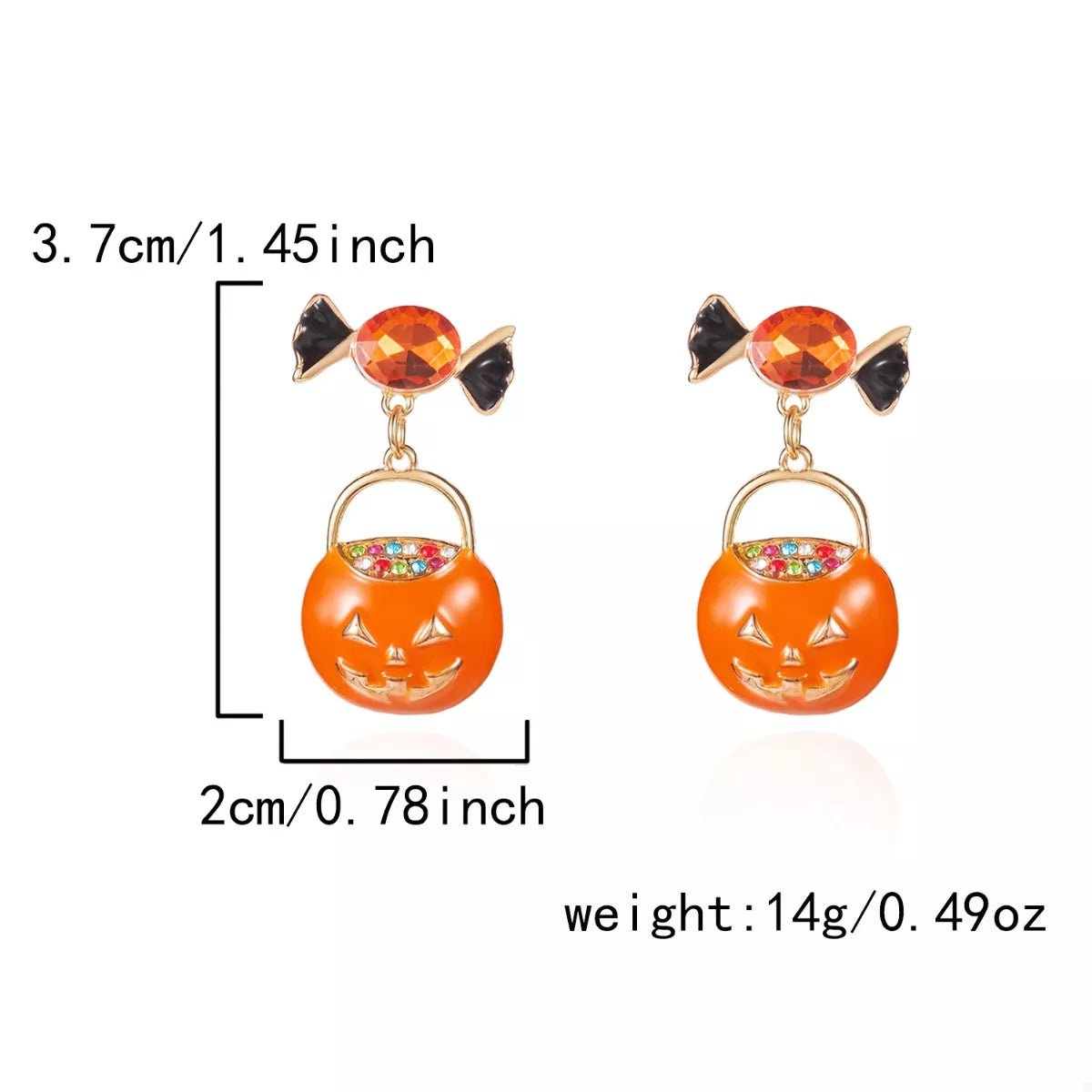 Halloween Rhinestone Pumpkin Dangle Earrings - Goddess Vibes