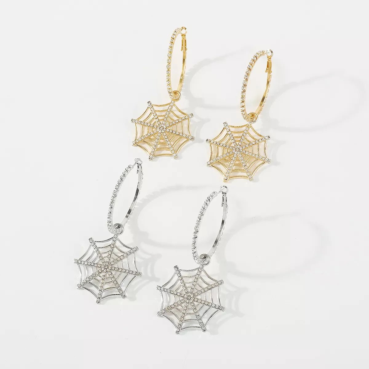 Halloween Spider Web Dangle Hoop Earrings - Goddess Vibes