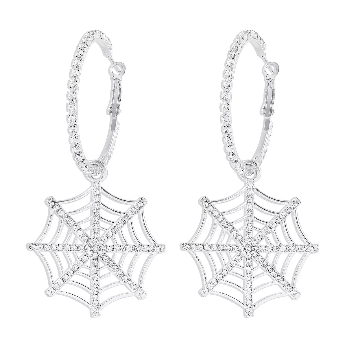 Crowned Energy CO. Gold / One Size Trendsi Earrings Halloween Spider Web Dangle Hoop Earrings