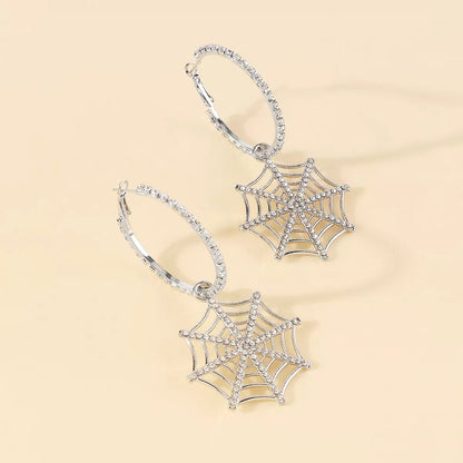Halloween Spider Web Dangle Hoop Earrings - Goddess Vibes