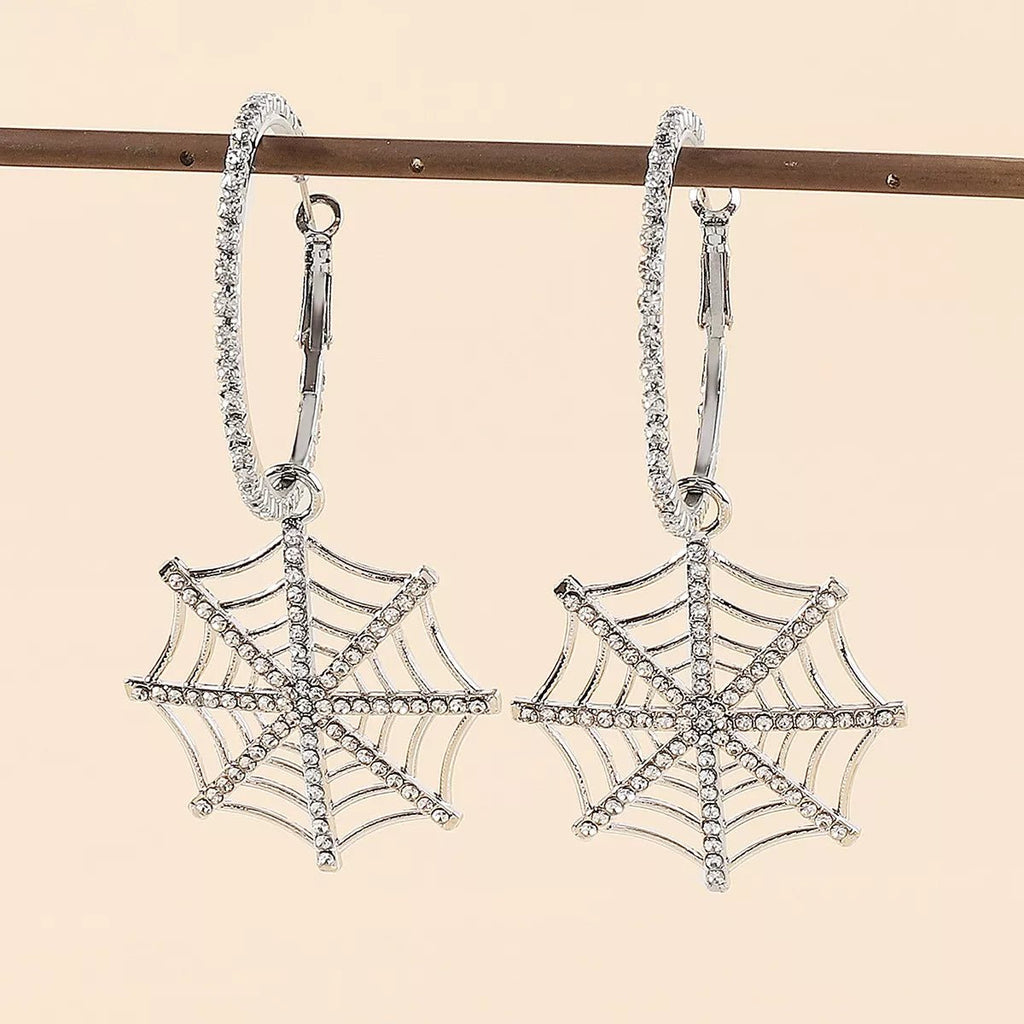 Crowned Energy CO. Gold / One Size Trendsi Earrings Halloween Spider Web Dangle Hoop Earrings