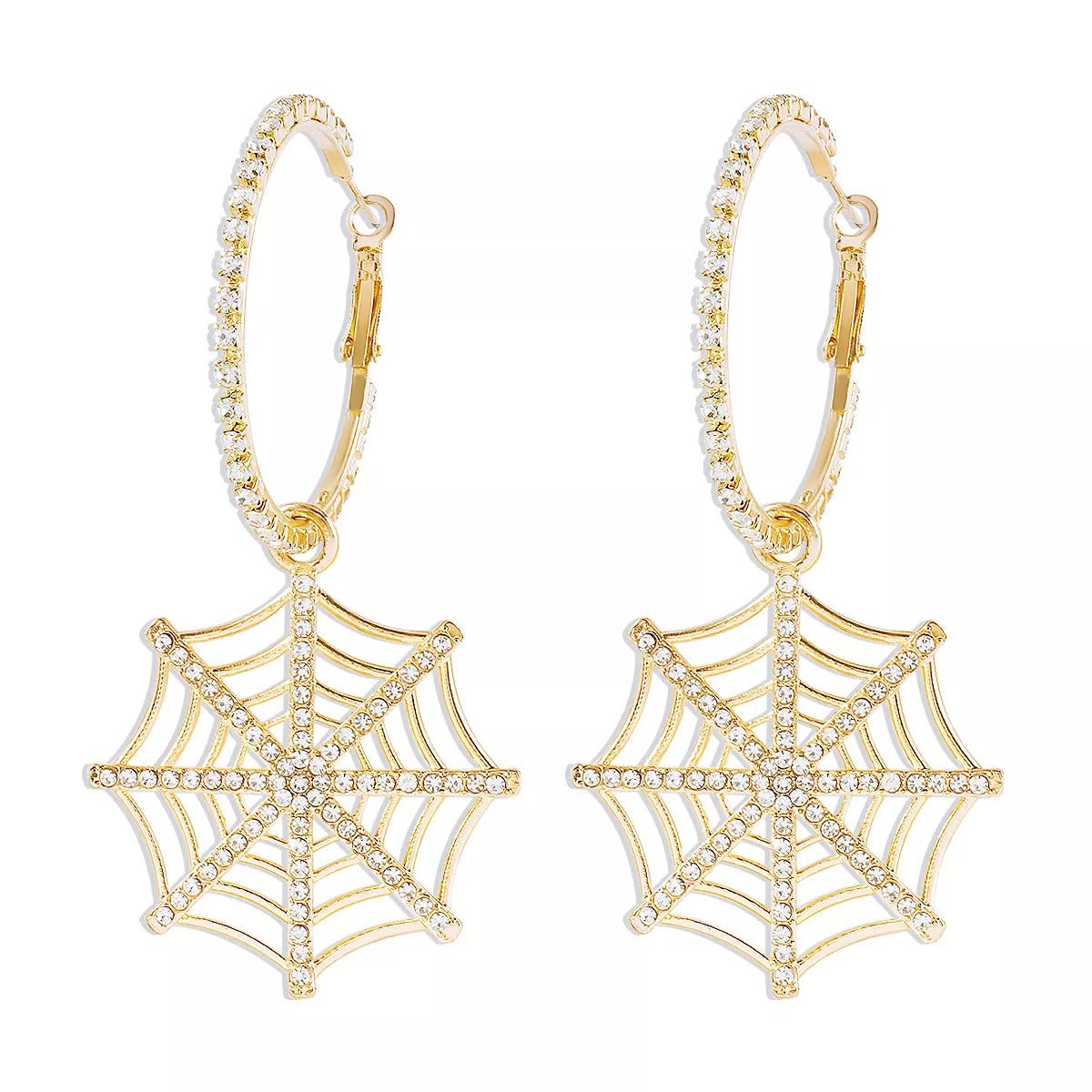 Halloween Spider Web Dangle Hoop Earrings - Goddess Vibes