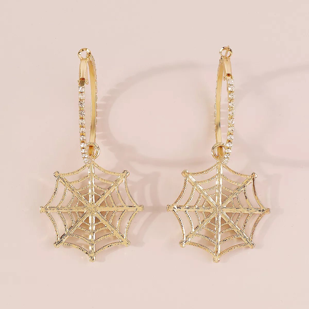 Halloween Spider Web Dangle Hoop Earrings - Goddess Vibes