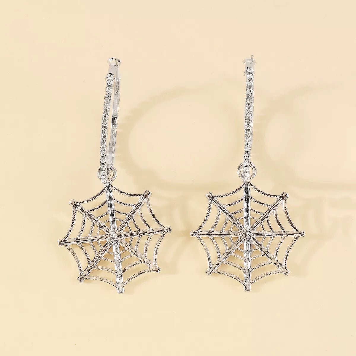 Halloween Spider Web Dangle Hoop Earrings - Goddess Vibes
