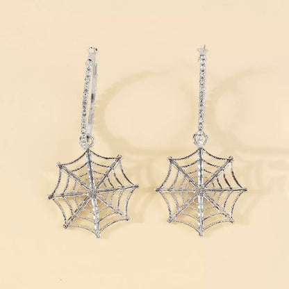 Halloween Spider Web Dangle Hoop Earrings - Goddess Vibes