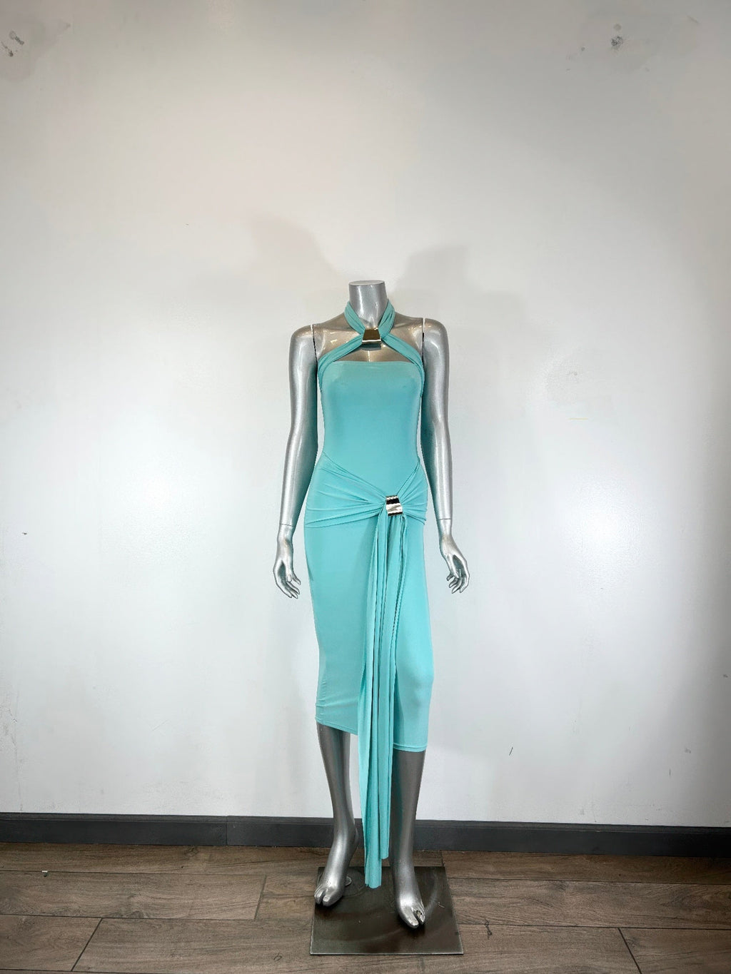 Halter - style Bodycon Midi Dress - Crowned Energy CO.