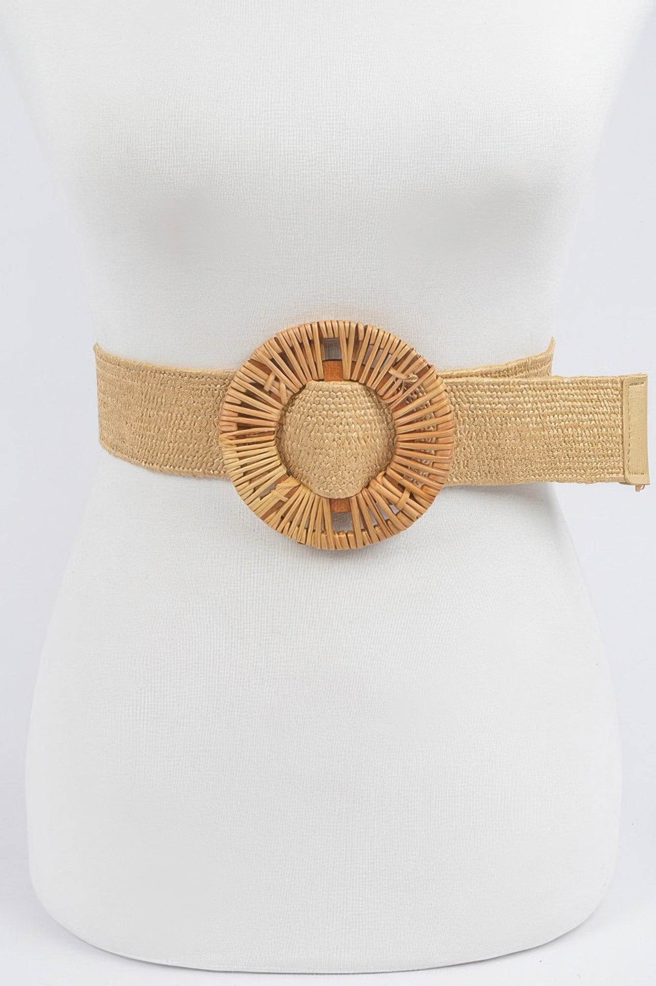 Handmade Bamboo Buckle Stretch Straw Belt - Crowned Energy CO.
