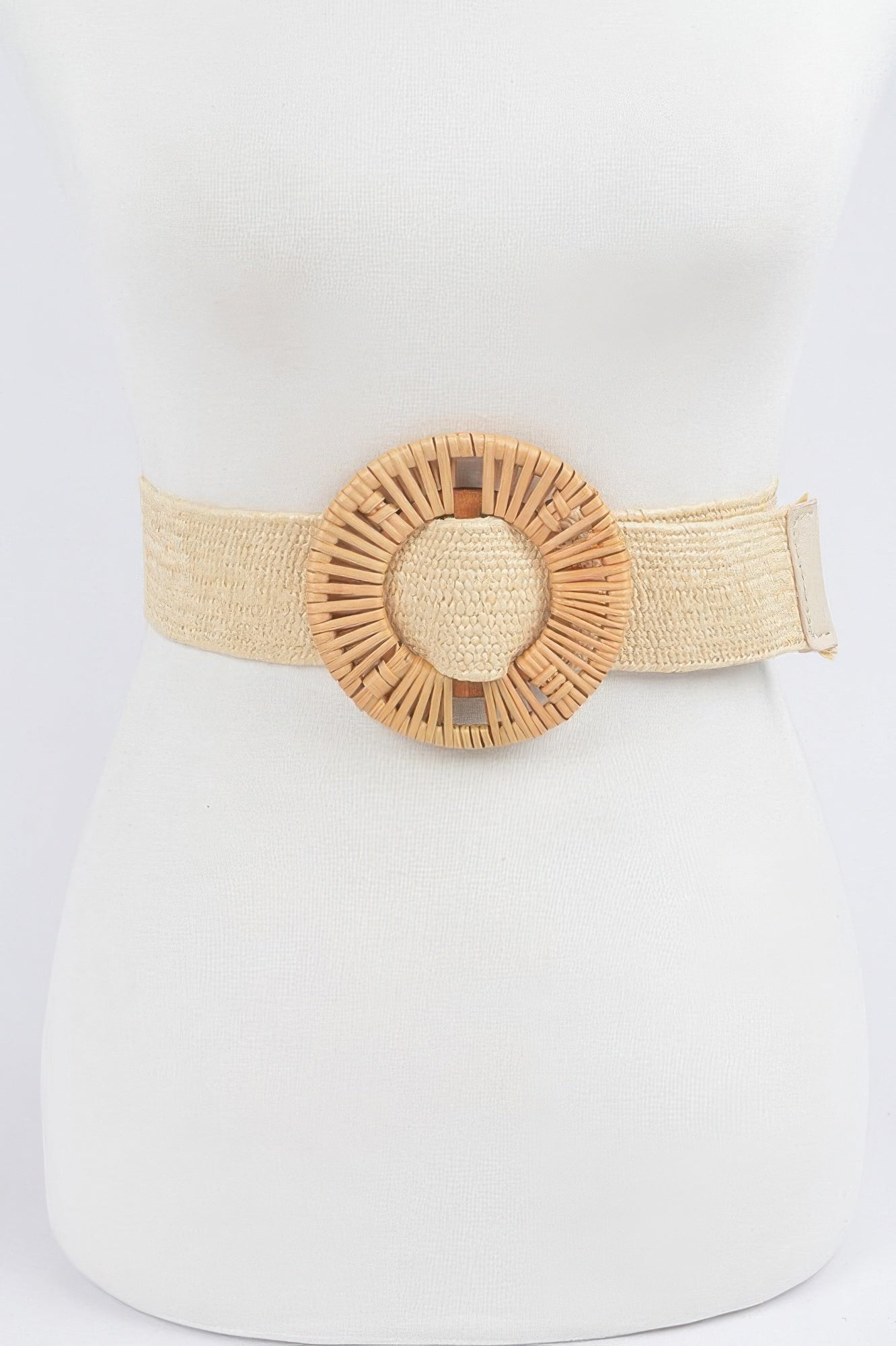 Handmade Bamboo Buckle Stretch Straw Belt - Crowned Energy CO.