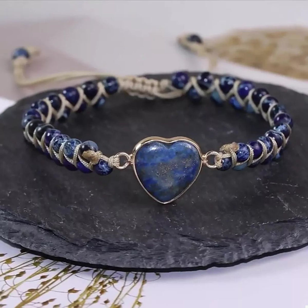 Heart Charm Beaded Bracelet - Crowned Energy CO.