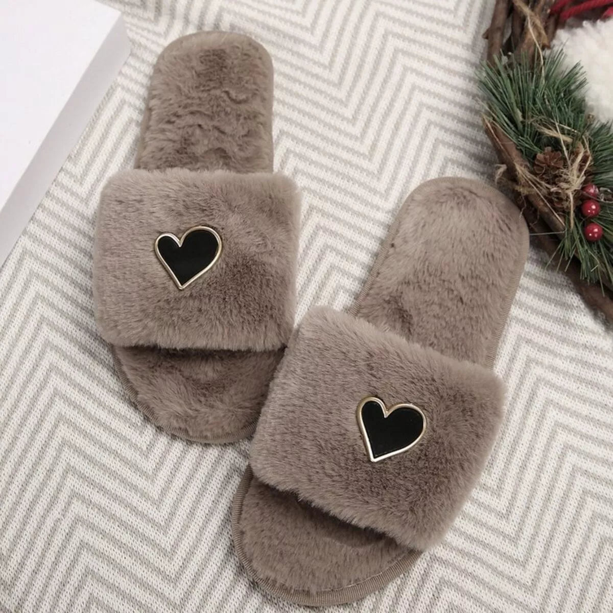 Crowned Energy CO. Khaki / 36-37 Trendsi Shoes & Bags/Crossbody Bags Heart Open Toe Flats Slippers
