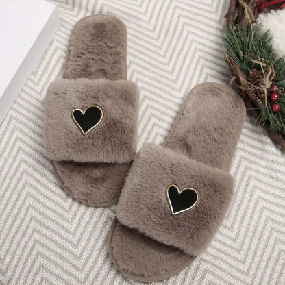 Heart Open Toe Flats Slippers - Goddess Vibes