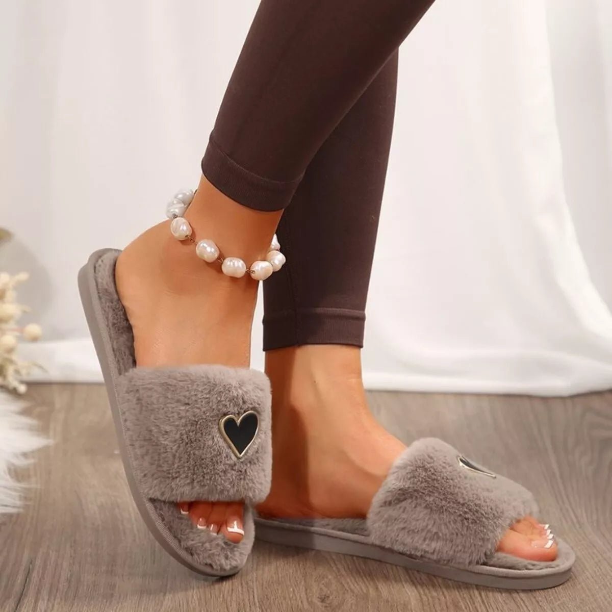 Crowned Energy CO. White / 36-37 Trendsi Shoes & Bags/Crossbody Bags Heart Open Toe Flats Slippers