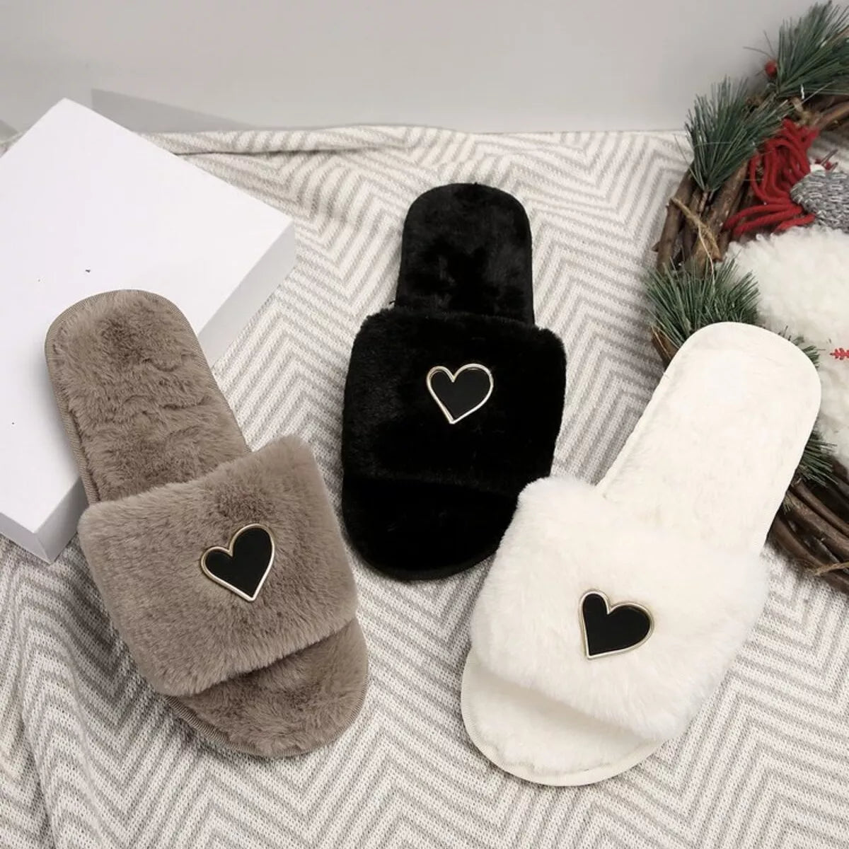 Crowned Energy CO. White / 36-37 Trendsi Shoes & Bags/Crossbody Bags Heart Open Toe Flats Slippers