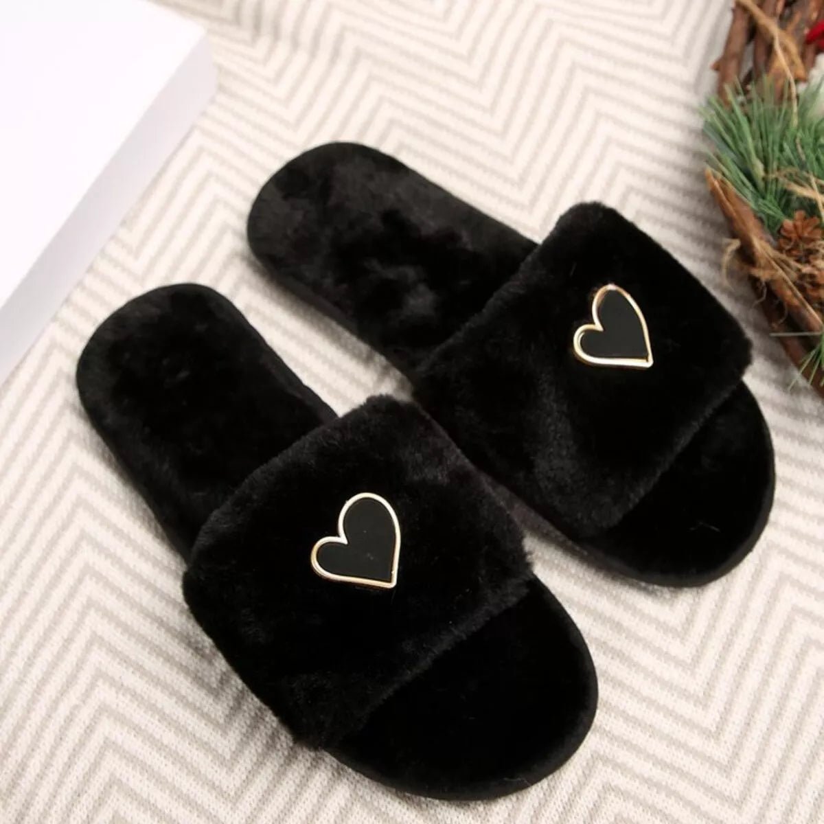 Crowned Energy CO. Black / 36-37 Trendsi Shoes & Bags/Crossbody Bags Heart Open Toe Flats Slippers