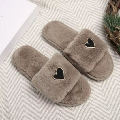 Heart Open Toe Flats Slippers - Goddess Vibes