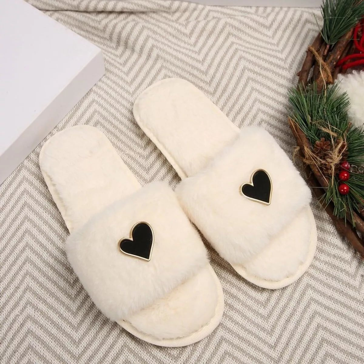 Crowned Energy CO. White / 36-37 Trendsi Shoes & Bags/Crossbody Bags Heart Open Toe Flats Slippers